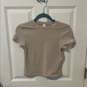 Yogalicious Beige Short Sleeve Crop Top